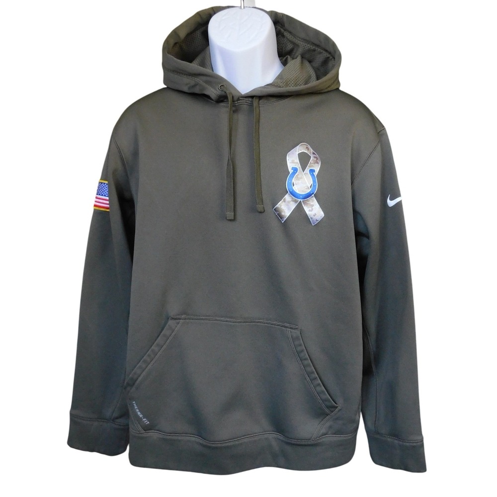 Nike Indianapolis Colts Salute To Service Green Therma-Fit Hoodie, Men's Large
